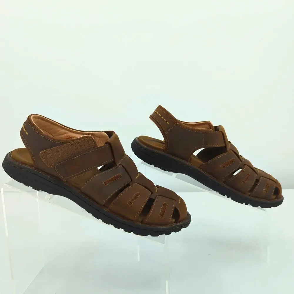 Abeo Sandals Mens 8 Brown Leather Burke Fisherman Bio System Neutral Footbed